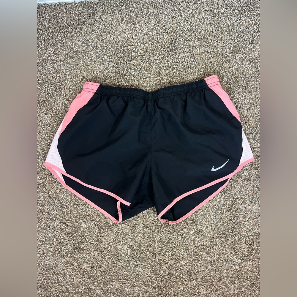 Nike Dri-Fit 10K Running Shorts Lined Black Pink‎ 849394-011 Womens Size Small